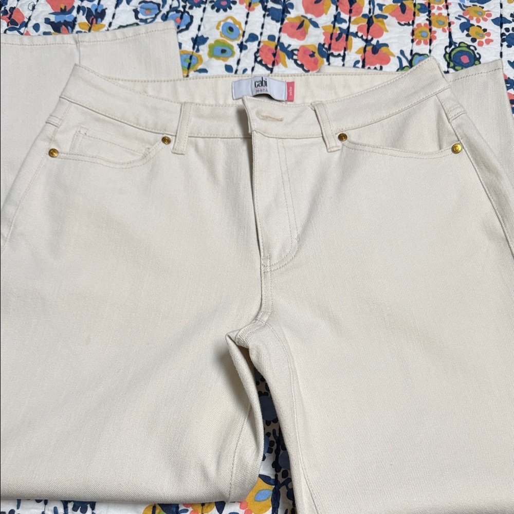 CAbi Women's Straight Leg Cream Jeans